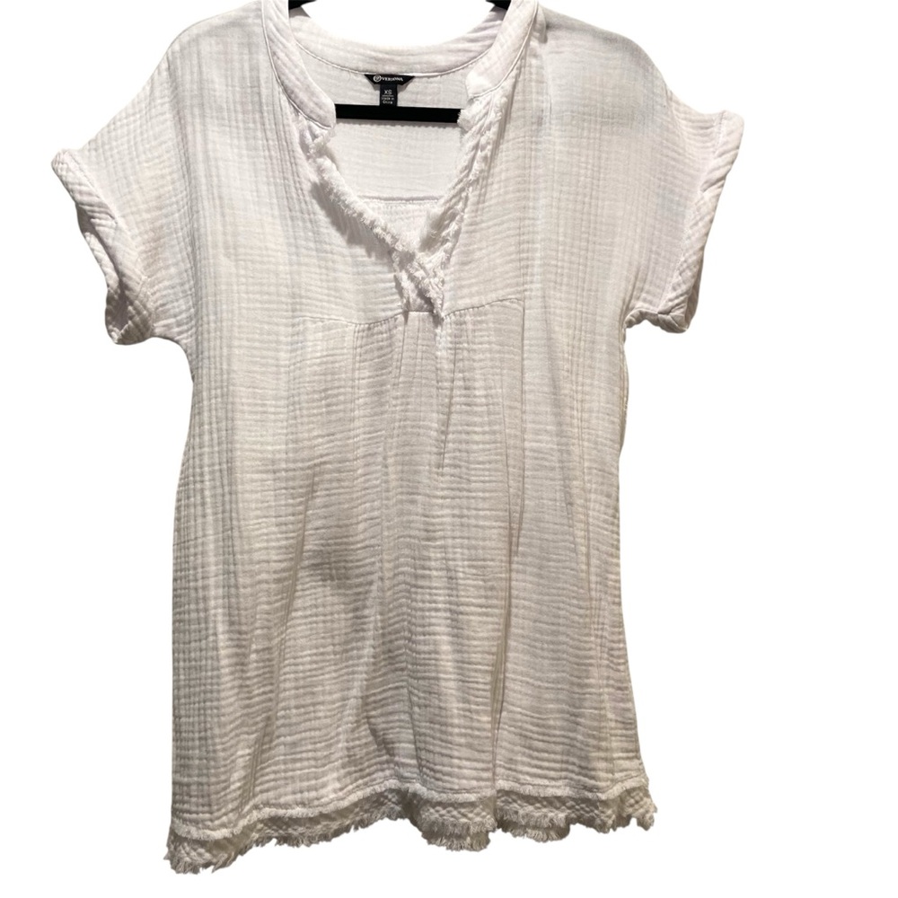 VERSONA Women's White Short Sleeve Top Size XS